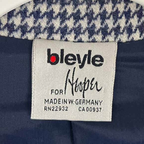 Vintage Bleyle for Hooper Women’s 100% Wool Houndstooth Blazer Blue White - Picture 8 of 9